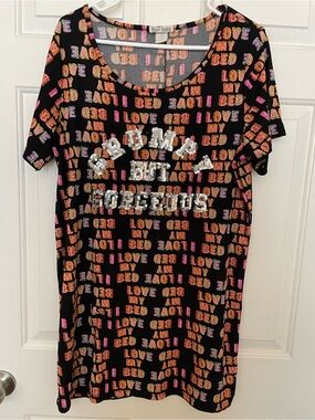 Womens Black Graphic Nightshirt - Pink & Orange Text